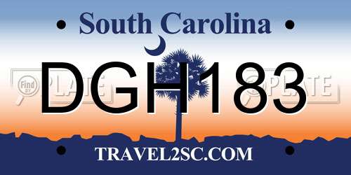 DGH183 South Carolina License Plate