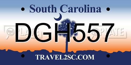 DGH557 South Carolina License Plate