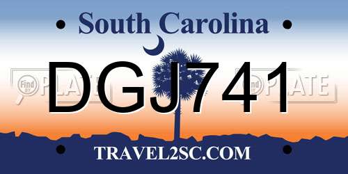 DGJ741 South Carolina License Plate
