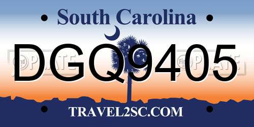 DGQ9405 South Carolina License Plate