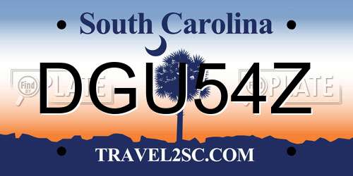 DGU54Z South Carolina License Plate