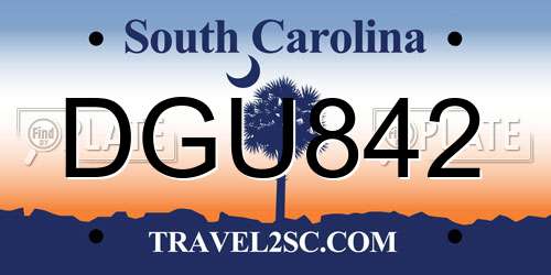 DGU842 South Carolina License Plate