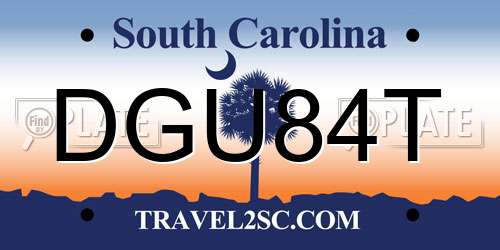 DGU84T South Carolina License Plate