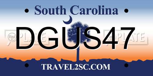 DGUS47 South Carolina License Plate