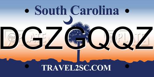 DGZGQQZ South Carolina License Plate