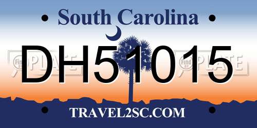 DH51015 South Carolina License Plate