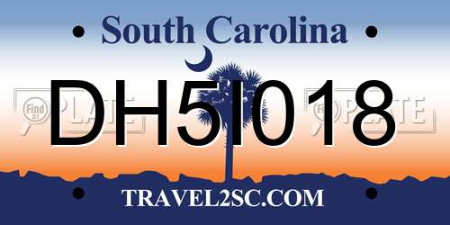 DH5I018 South Carolina License Plate