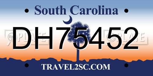 DH75452 South Carolina License Plate