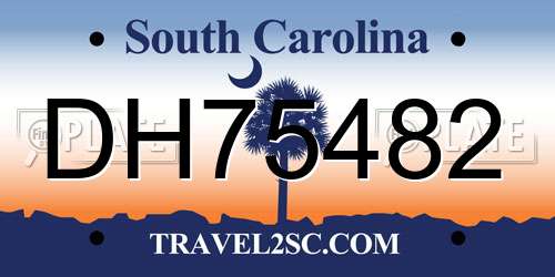 DH75482 South Carolina License Plate