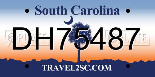 DH75487 South Carolina License Plate