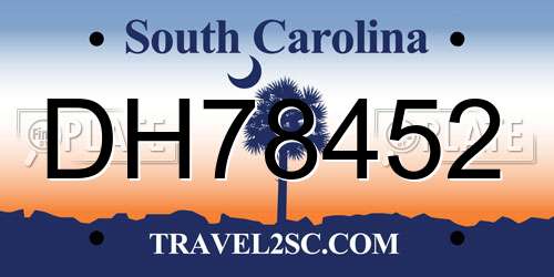 DH78452 South Carolina License Plate