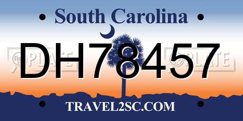 DH78457 South Carolina License Plate