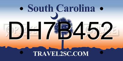 DH7B452 South Carolina License Plate