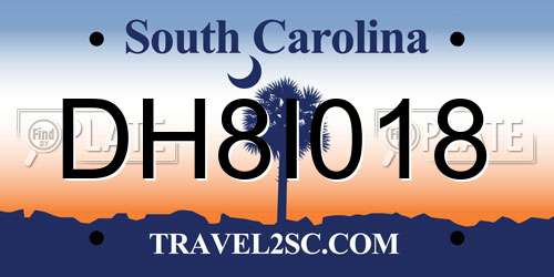 DH8I018 South Carolina License Plate