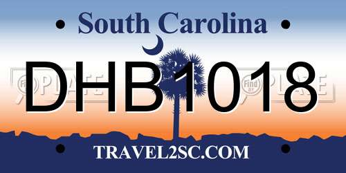 DHB1018 South Carolina License Plate