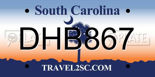 DHB867 South Carolina License Plate