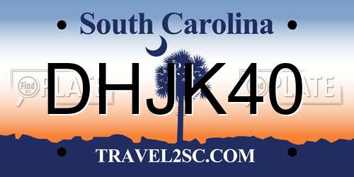 DHJK40 South Carolina License Plate