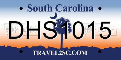 DHS1015 South Carolina License Plate