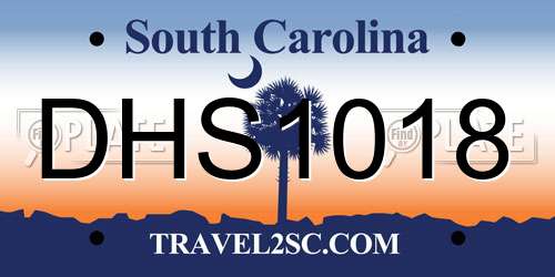 DHS1018 South Carolina License Plate