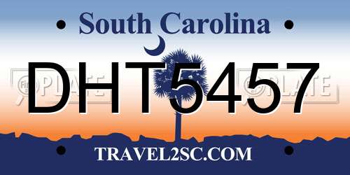 DHT5457 South Carolina License Plate