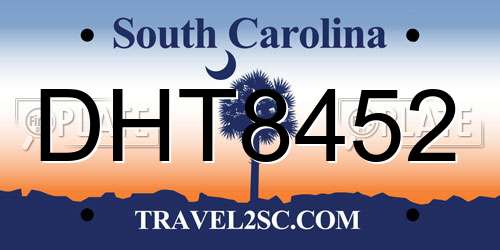 DHT8452 South Carolina License Plate