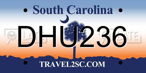 DHU236 South Carolina License Plate