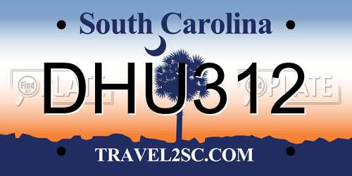 DHU312 South Carolina License Plate