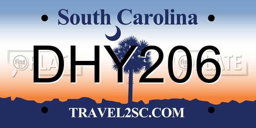 DHY206 South Carolina License Plate