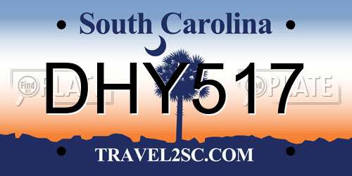 DHY517 South Carolina License Plate