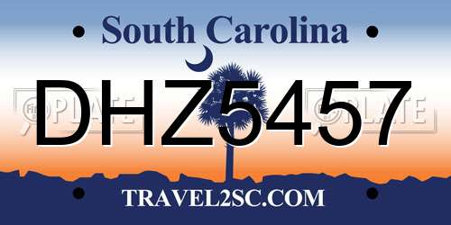 DHZ5457 South Carolina License Plate