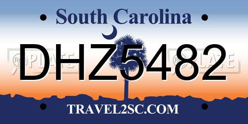 DHZ5482 South Carolina License Plate