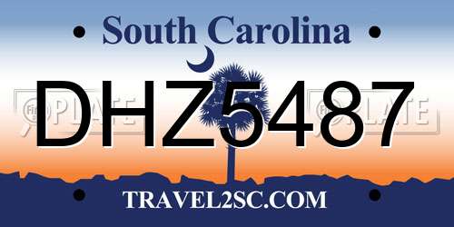 DHZ5487 South Carolina License Plate