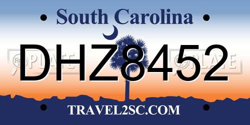 DHZ8452 South Carolina License Plate