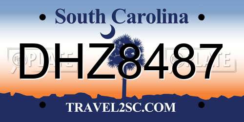DHZ8487 South Carolina License Plate