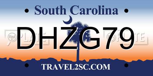 DHZG79 South Carolina License Plate