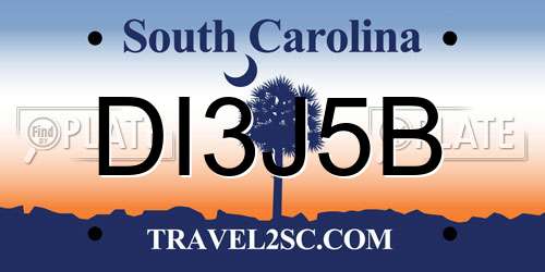 DI3J5B South Carolina License Plate