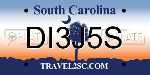 DI3J5S South Carolina License Plate