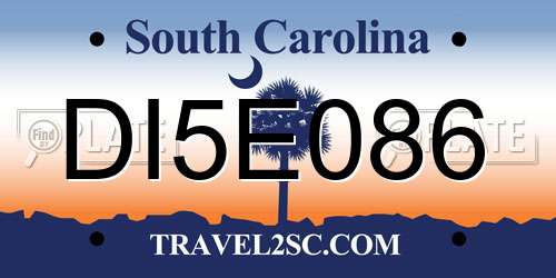 DI5E086 South Carolina License Plate