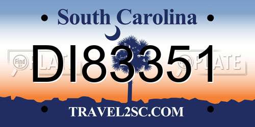 DI83351 South Carolina License Plate