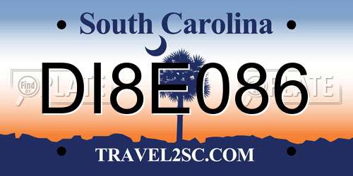 DI8E086 South Carolina License Plate