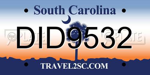 DID9532 South Carolina License Plate