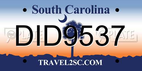 DID9537 South Carolina License Plate