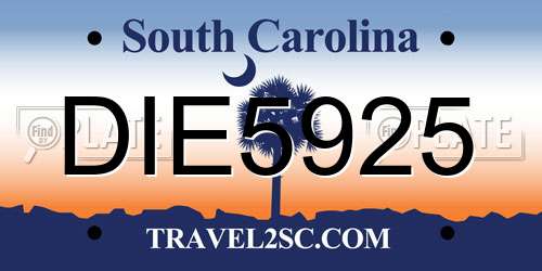 DIE5925 South Carolina License Plate