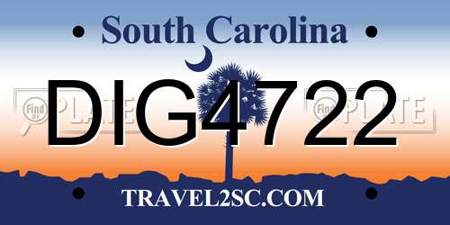DIG4722 South Carolina License Plate