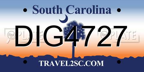DIG4727 South Carolina License Plate