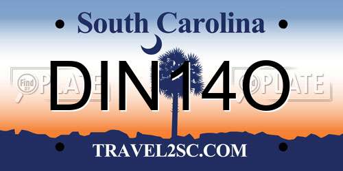 DIN14O South Carolina License Plate