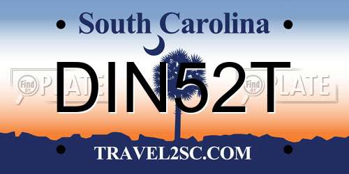 DIN52T South Carolina License Plate