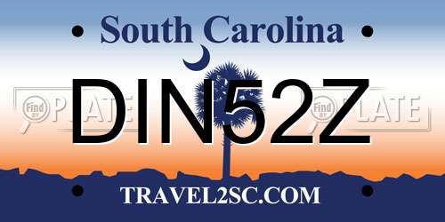 DIN52Z South Carolina License Plate