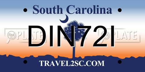 DIN72I South Carolina License Plate