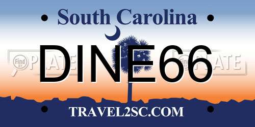 DINE66 South Carolina License Plate